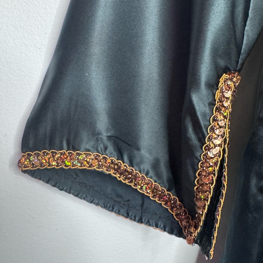 AUM Couture Silk Bohemian Goddess Top Black Tie Front S-L - Picture 10 of 10